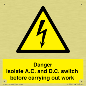 DANGER Isolate A.C. and D.C. switch before carrying out work